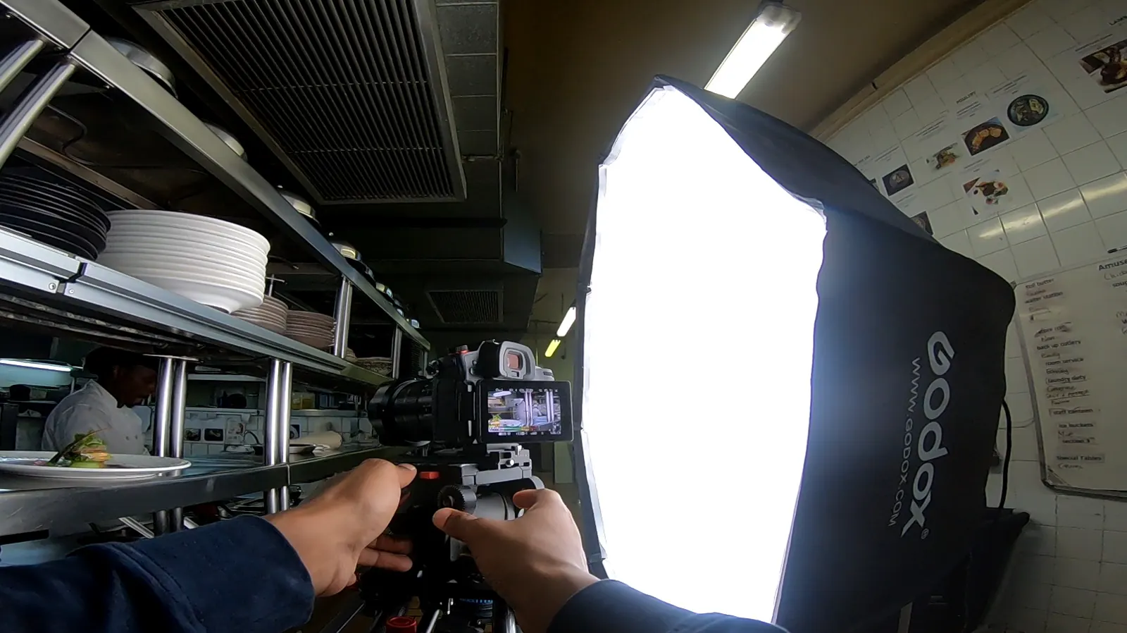 Professional video production crew filming with camera and lighting in Polokwane